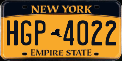 NY license plate HGP4022