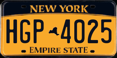 NY license plate HGP4025