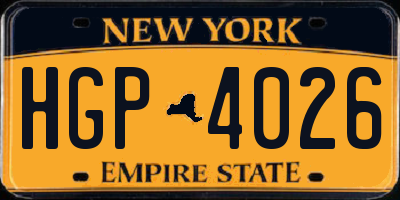 NY license plate HGP4026