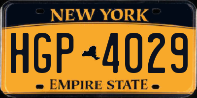 NY license plate HGP4029