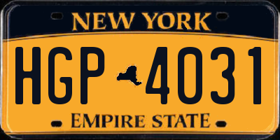 NY license plate HGP4031