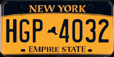 NY license plate HGP4032