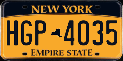 NY license plate HGP4035