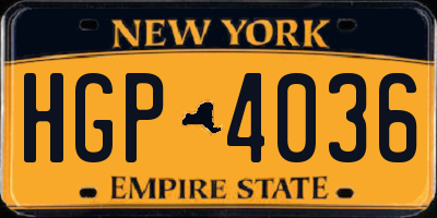 NY license plate HGP4036