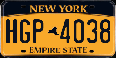 NY license plate HGP4038