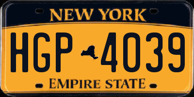 NY license plate HGP4039