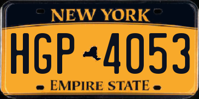 NY license plate HGP4053