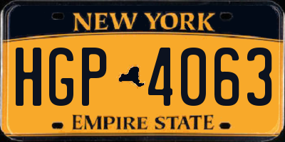 NY license plate HGP4063