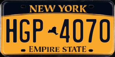 NY license plate HGP4070