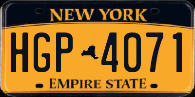 NY license plate HGP4071