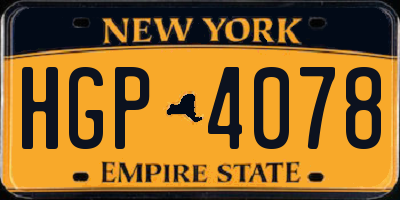 NY license plate HGP4078