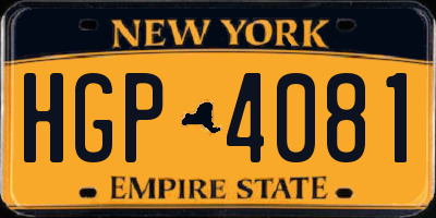 NY license plate HGP4081