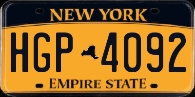 NY license plate HGP4092