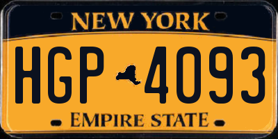 NY license plate HGP4093