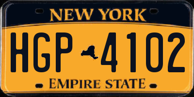 NY license plate HGP4102