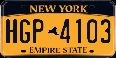 NY license plate HGP4103