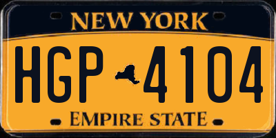 NY license plate HGP4104