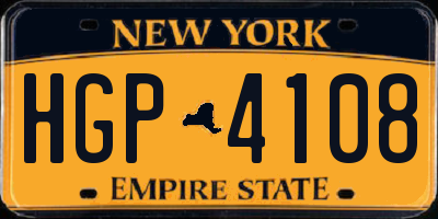 NY license plate HGP4108