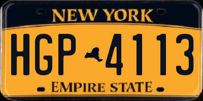 NY license plate HGP4113