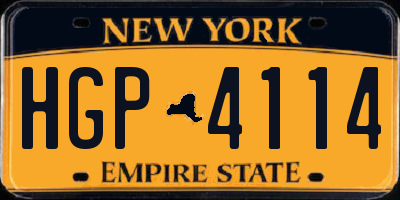 NY license plate HGP4114