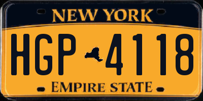 NY license plate HGP4118