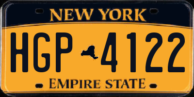 NY license plate HGP4122