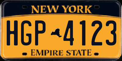 NY license plate HGP4123