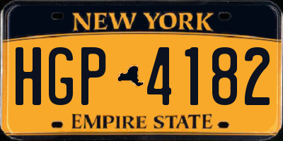 NY license plate HGP4182