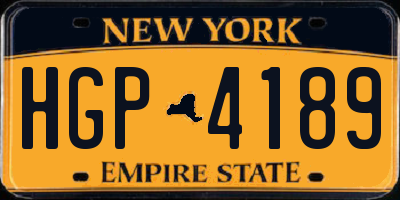 NY license plate HGP4189