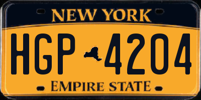 NY license plate HGP4204