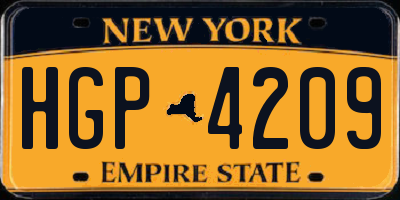 NY license plate HGP4209