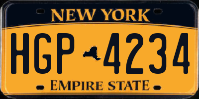 NY license plate HGP4234