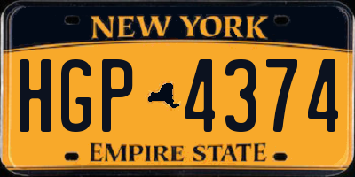 NY license plate HGP4374