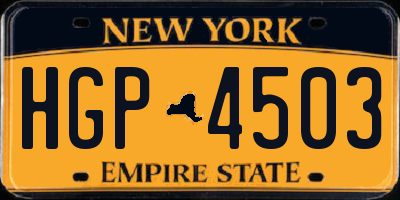 NY license plate HGP4503