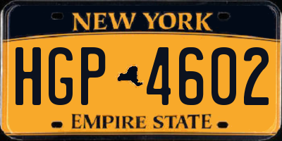 NY license plate HGP4602