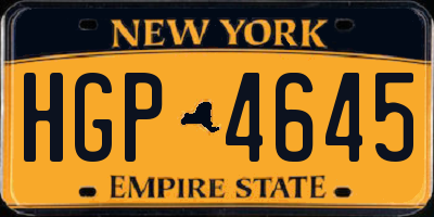 NY license plate HGP4645