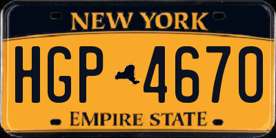 NY license plate HGP4670