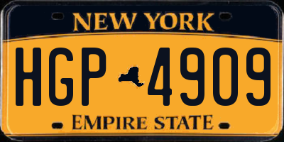 NY license plate HGP4909