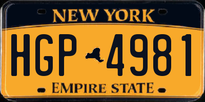 NY license plate HGP4981