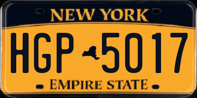 NY license plate HGP5017