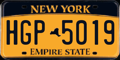 NY license plate HGP5019