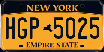 NY license plate HGP5025