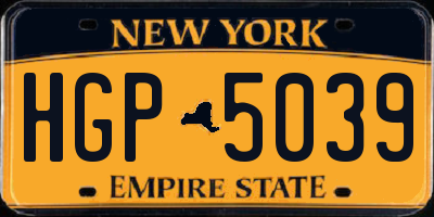 NY license plate HGP5039