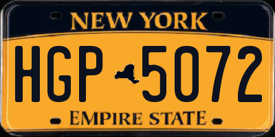 NY license plate HGP5072