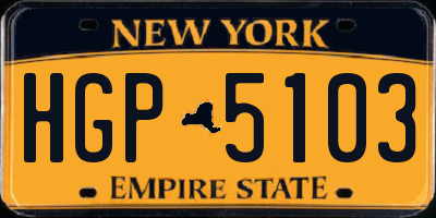 NY license plate HGP5103