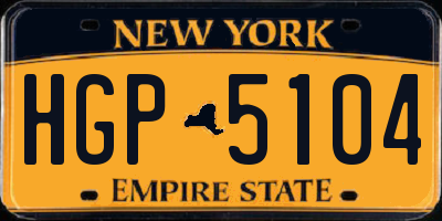 NY license plate HGP5104