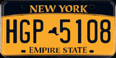 NY license plate HGP5108