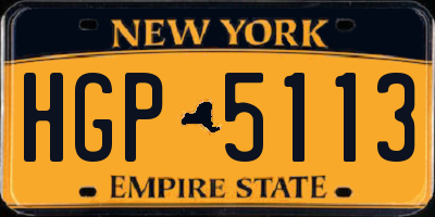 NY license plate HGP5113