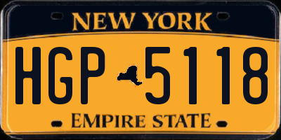 NY license plate HGP5118