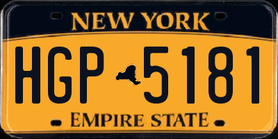 NY license plate HGP5181